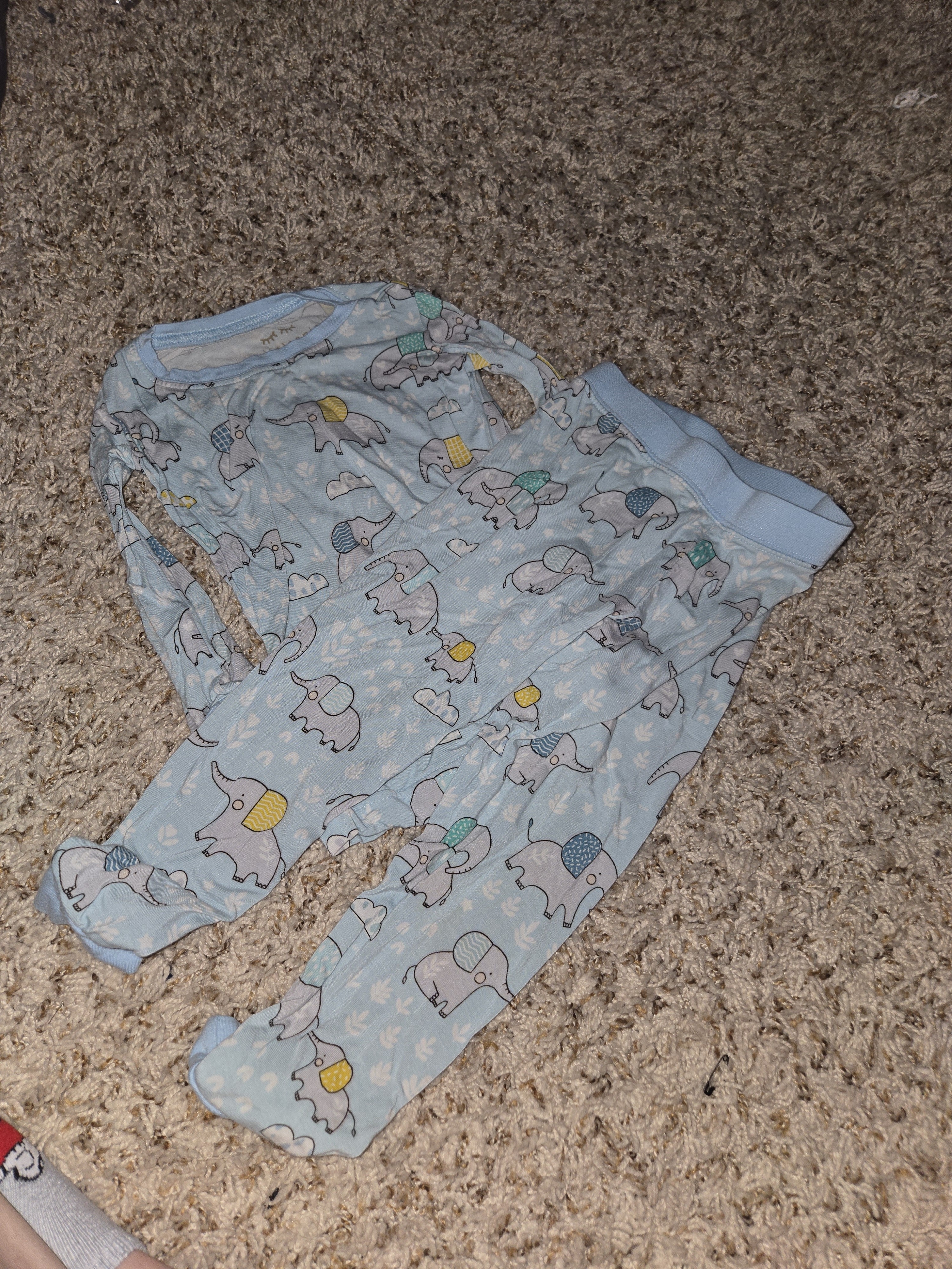 Little Sleepies Light Blue Elephant Print Pajama Set